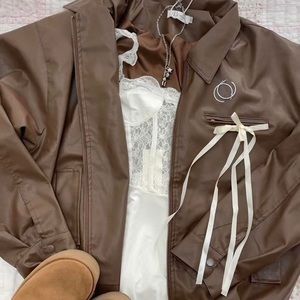 brown faux leather jacket